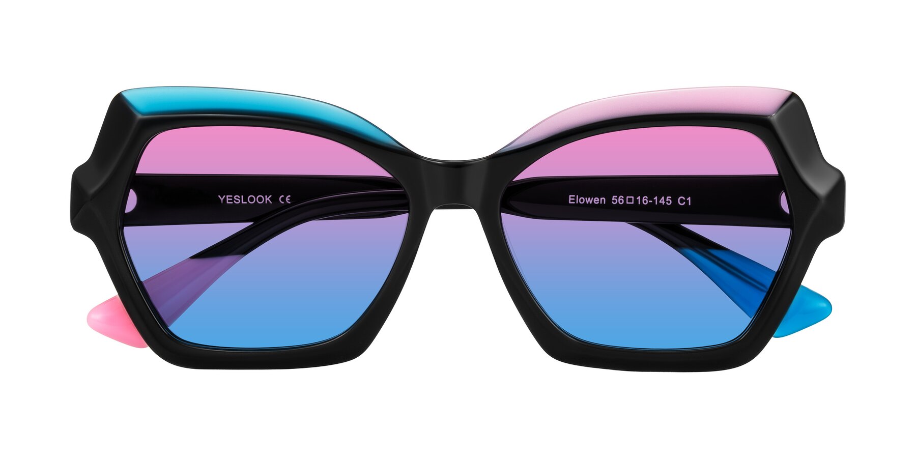 Folded Front of Elowen in Midnight Pop with Pink / Blue Gradient Lenses