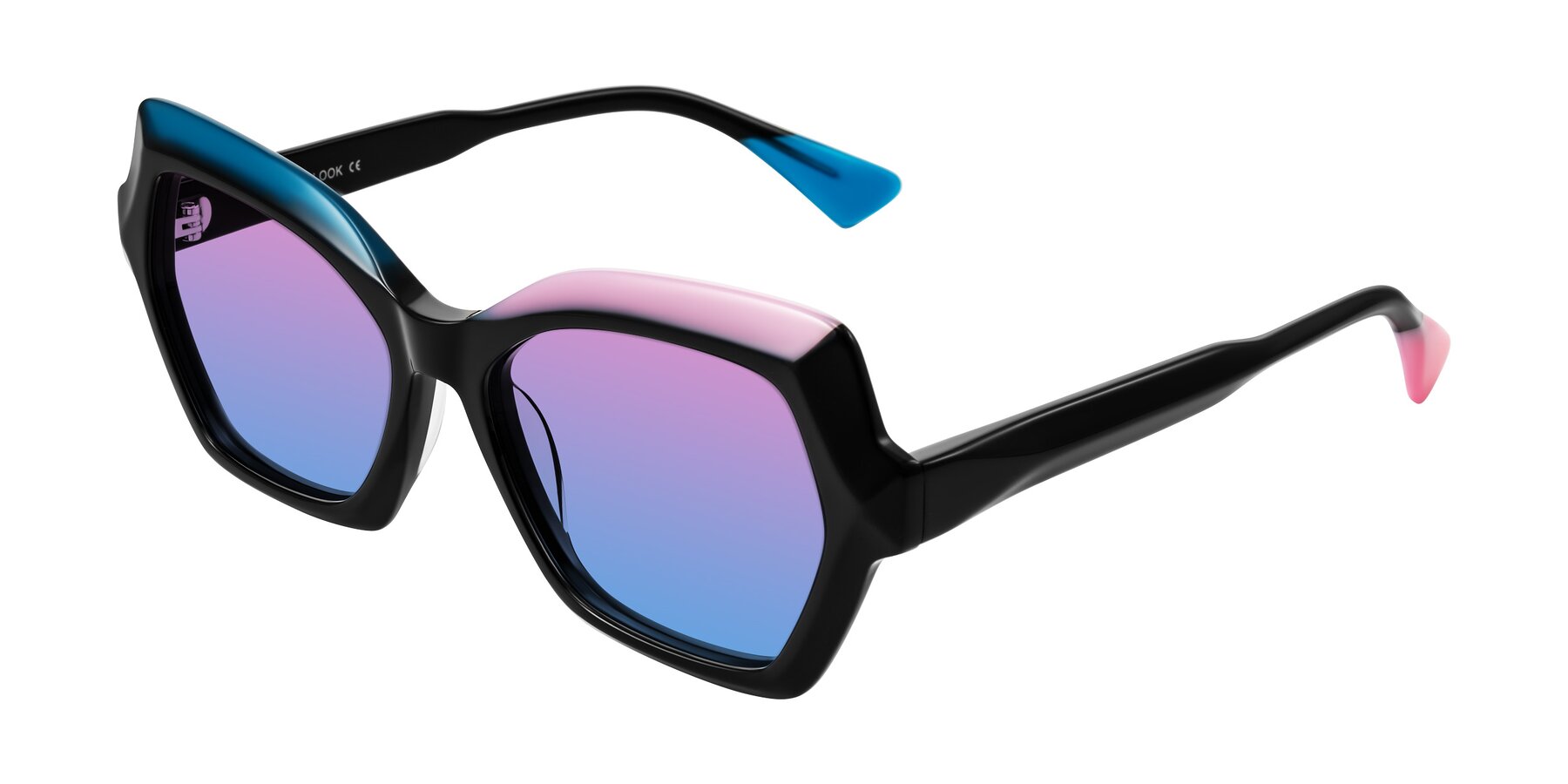 Angle of Elowen in Midnight Pop with Pink / Blue Gradient Lenses