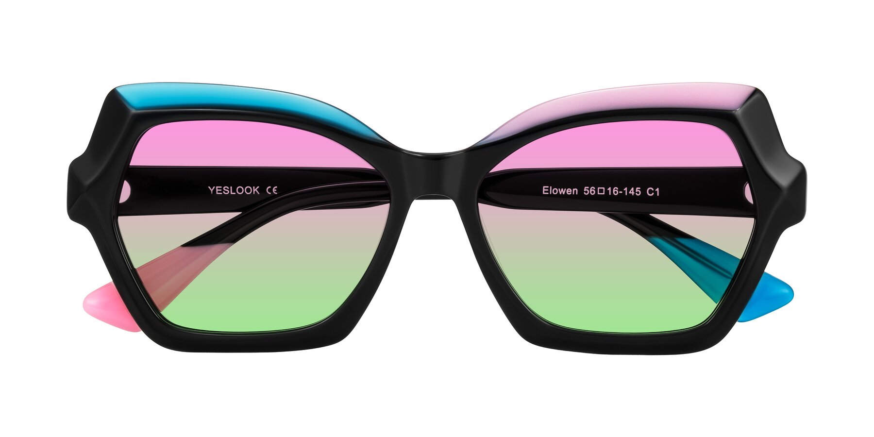 Folded Front of Elowen in Midnight Pop with Pink / Green Gradient Lenses