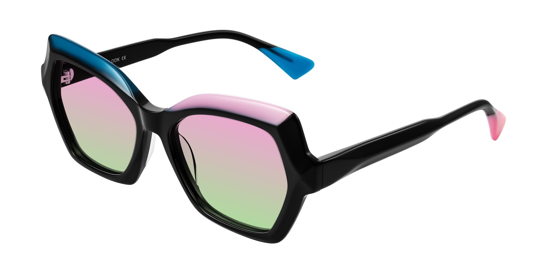 Angle of Elowen in Midnight Pop with Pink / Green Gradient Lenses