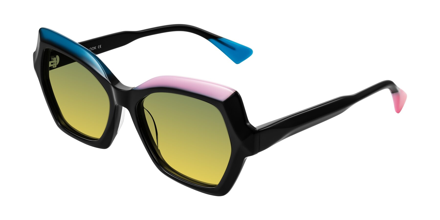 Angle of Elowen in Midnight Pop with Green / Yellow Gradient Lenses