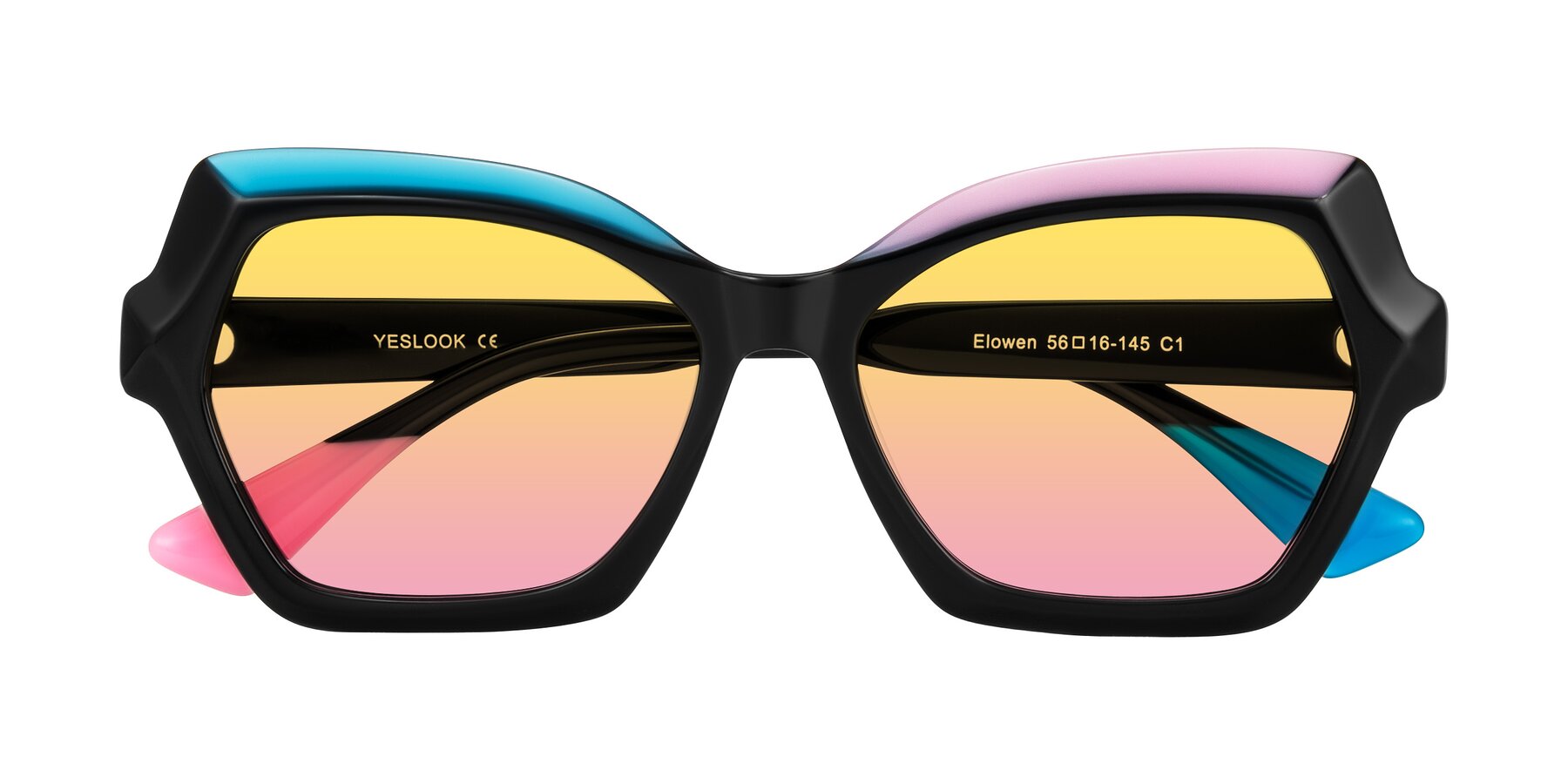 Folded Front of Elowen in Midnight Pop with Yellow / Pink Gradient Lenses