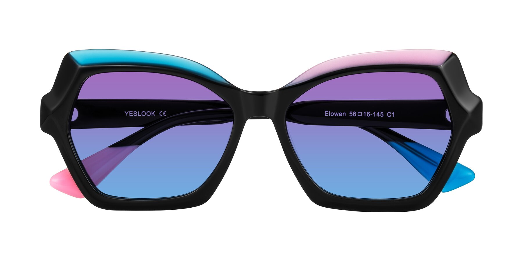Folded Front of Elowen in Midnight Pop with Purple / Blue Gradient Lenses