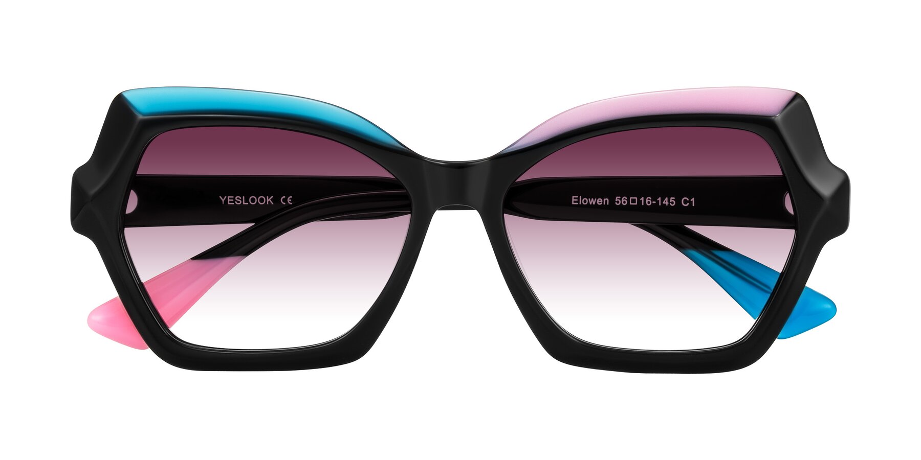 Folded Front of Elowen in Midnight Pop with Wine Gradient Lenses