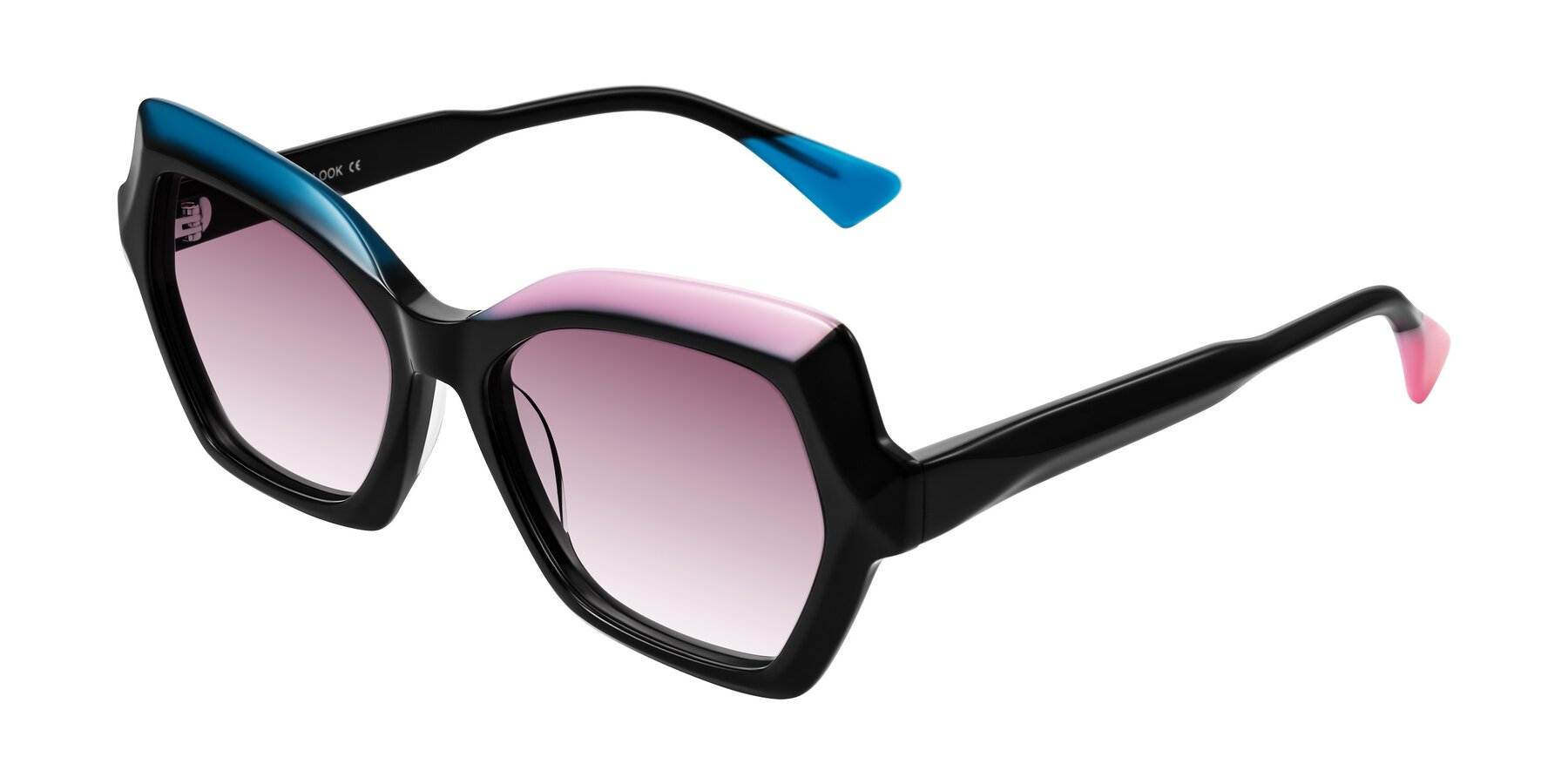 Angle of Elowen in Midnight Pop with Wine Gradient Lenses