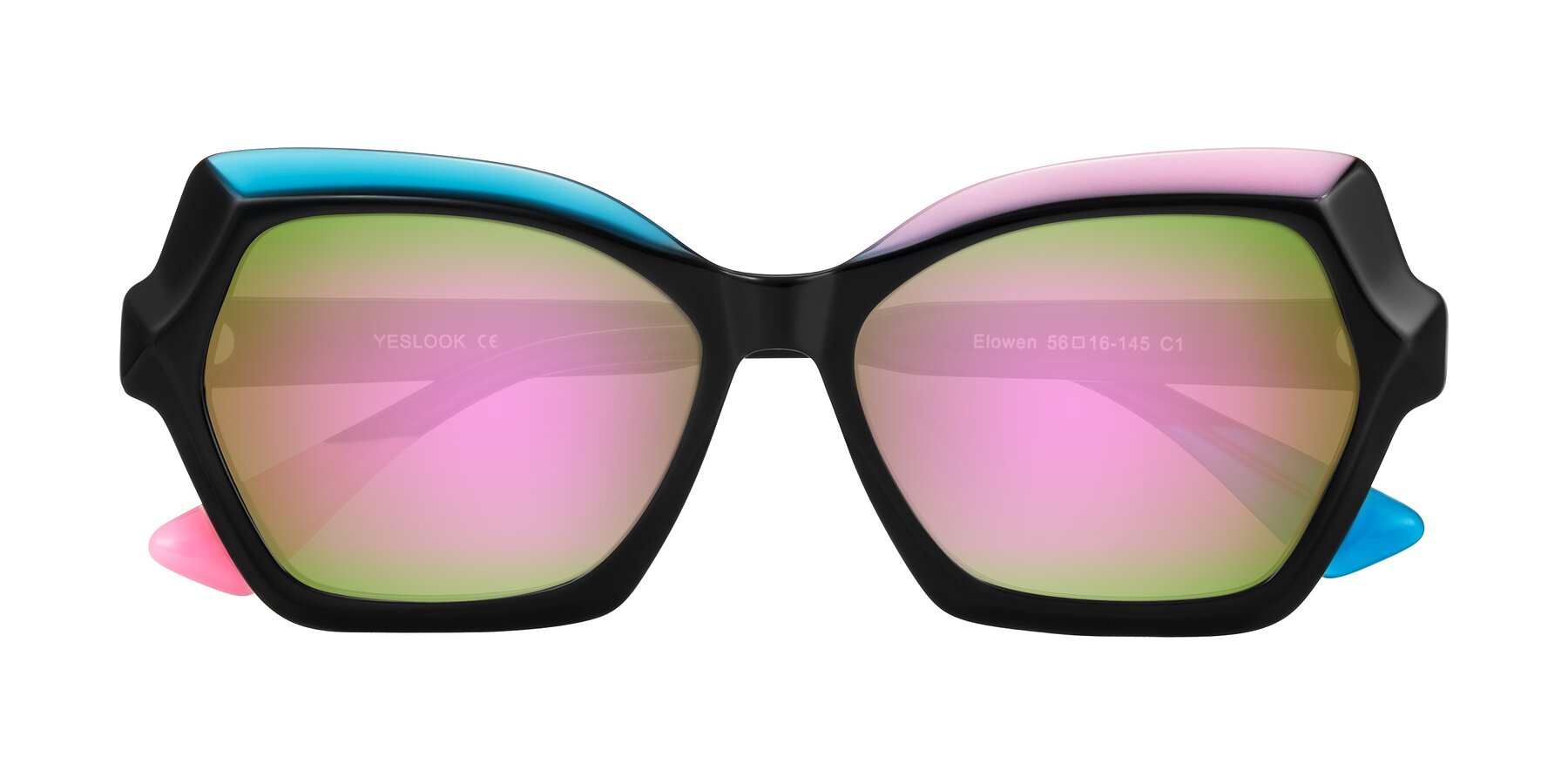 Folded Front of Elowen in Midnight Pop with Pink Mirrored Lenses