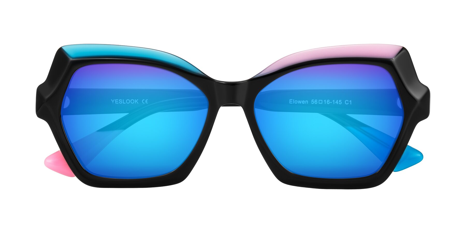 Folded Front of Elowen in Midnight Pop with Blue Mirrored Lenses
