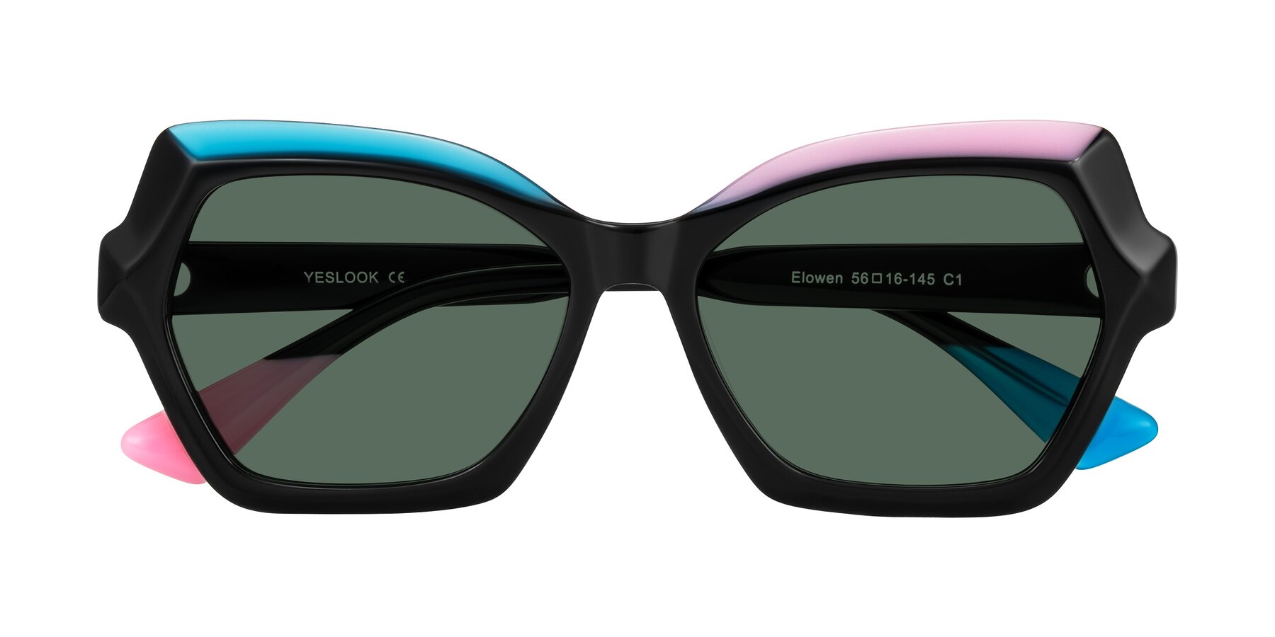 Folded Front of Elowen in Midnight Pop with Green Polarized Lenses