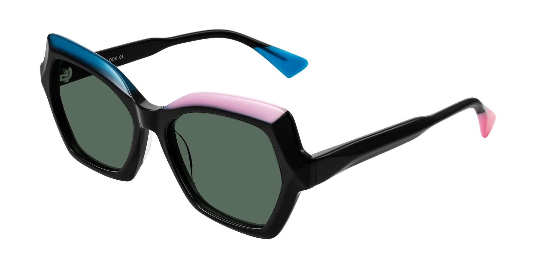 Angle of Elowen in Midnight Pop with Green Polarized Lenses