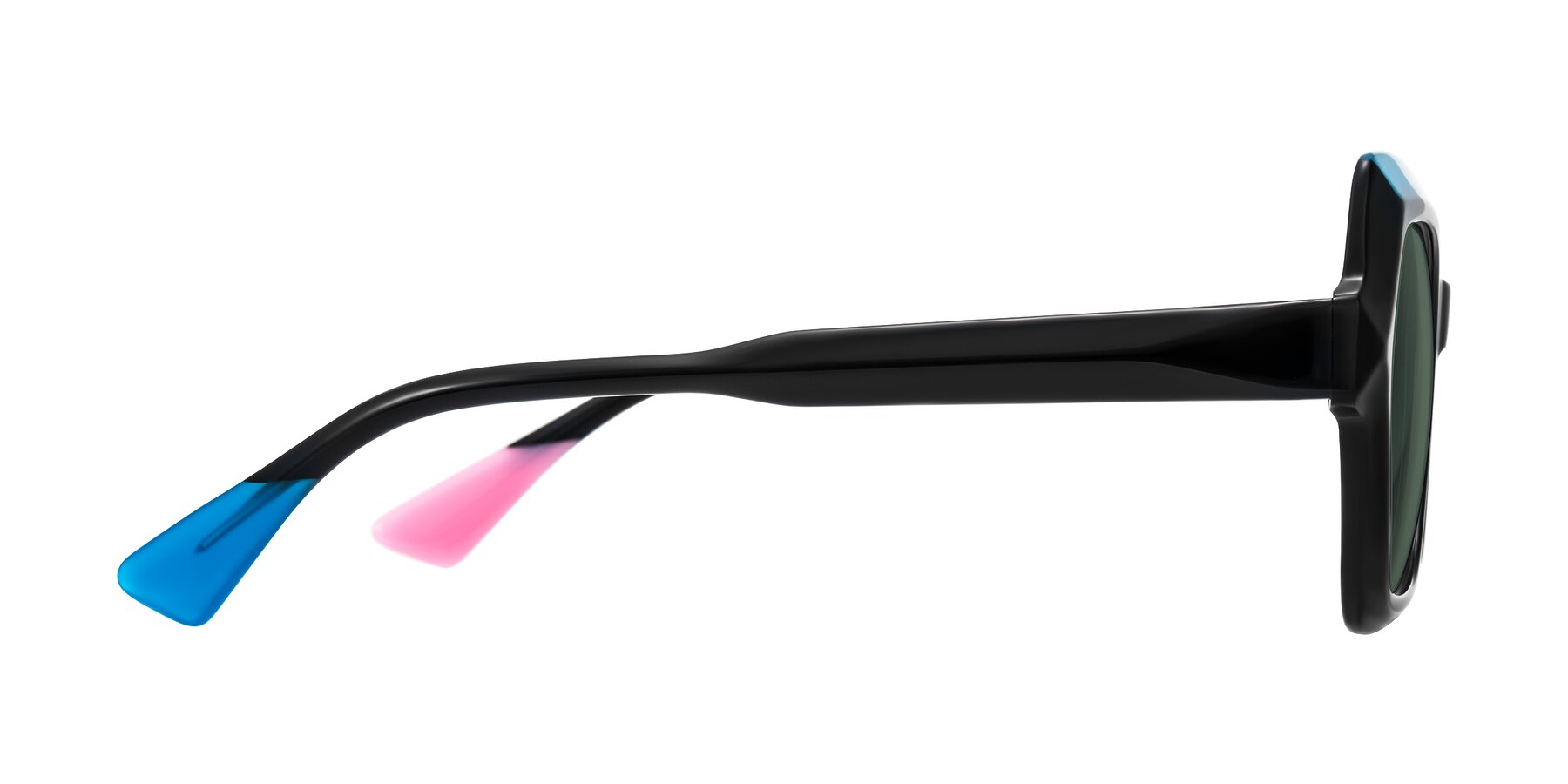 Side of Elowen in Midnight Pop with Green Polarized Lenses