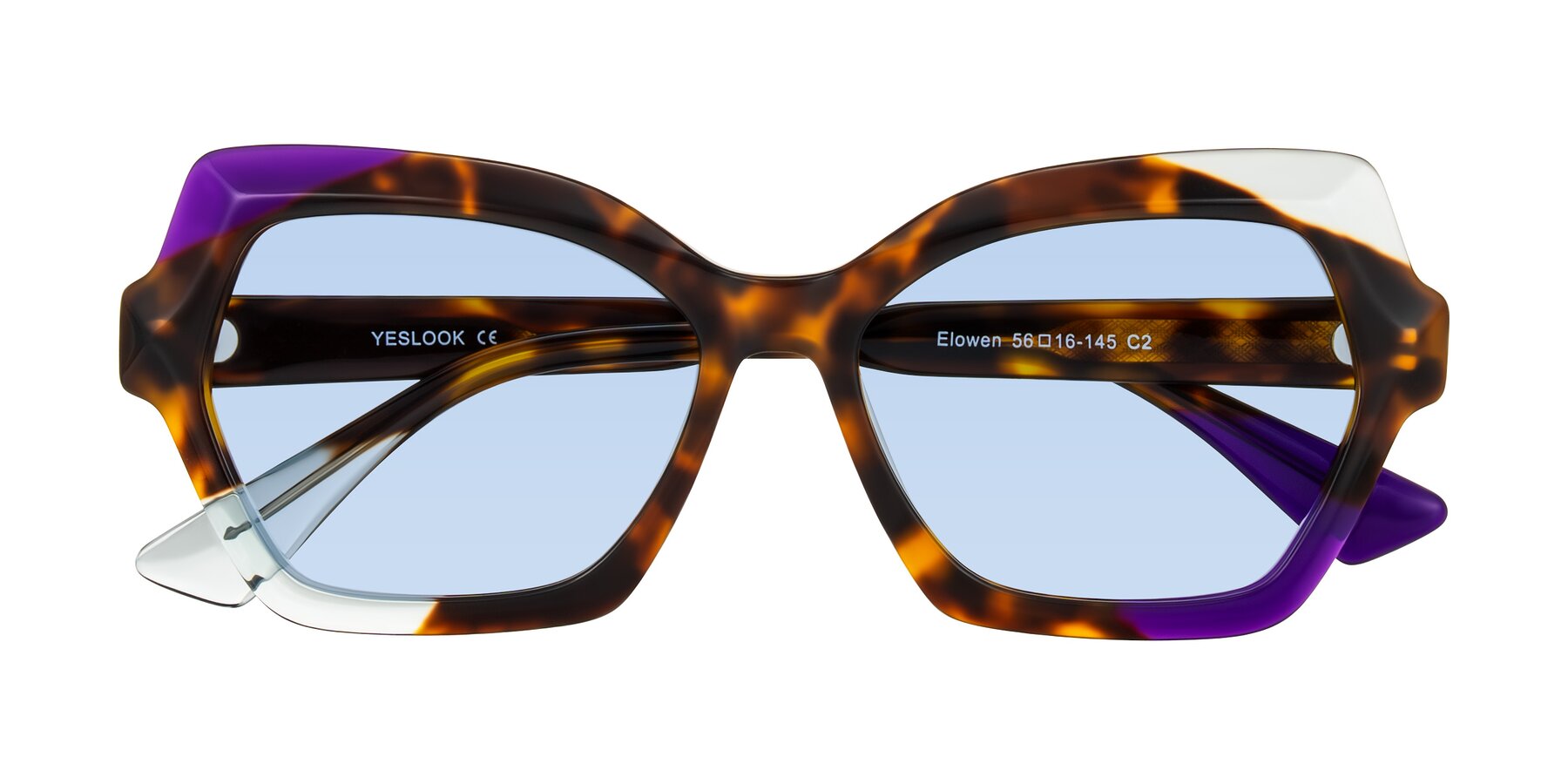 Folded Front of Elowen in Slow Burn with Light Blue Tinted Lenses