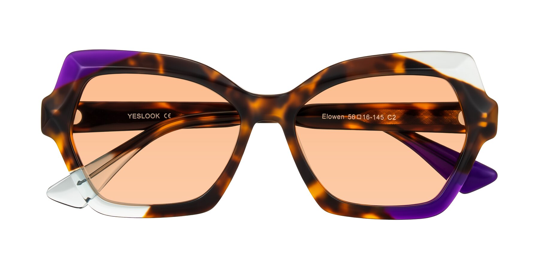 Folded Front of Elowen in Slow Burn with Light Orange Tinted Lenses