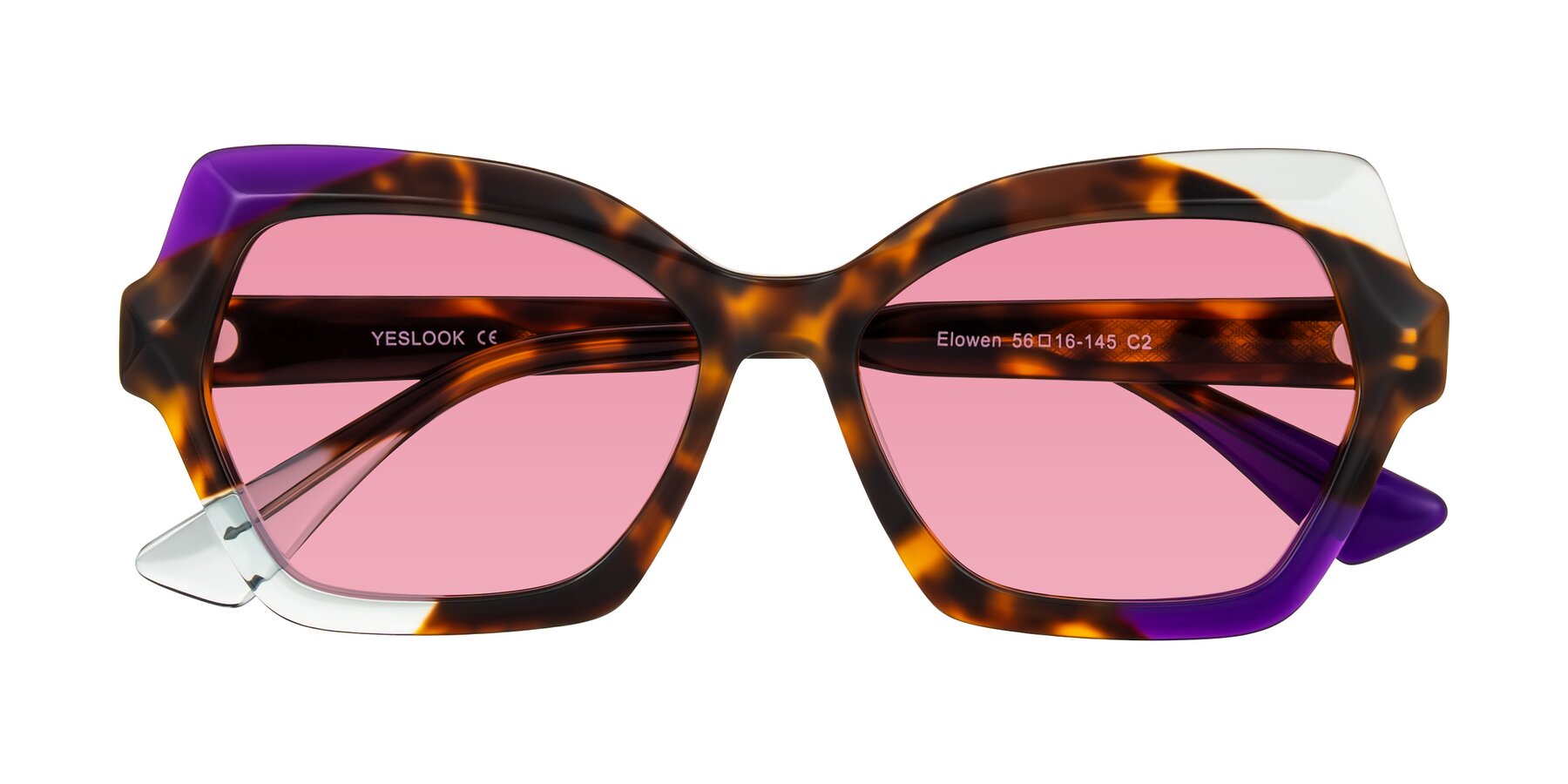 Folded Front of Elowen in Slow Burn with Pink Tinted Lenses