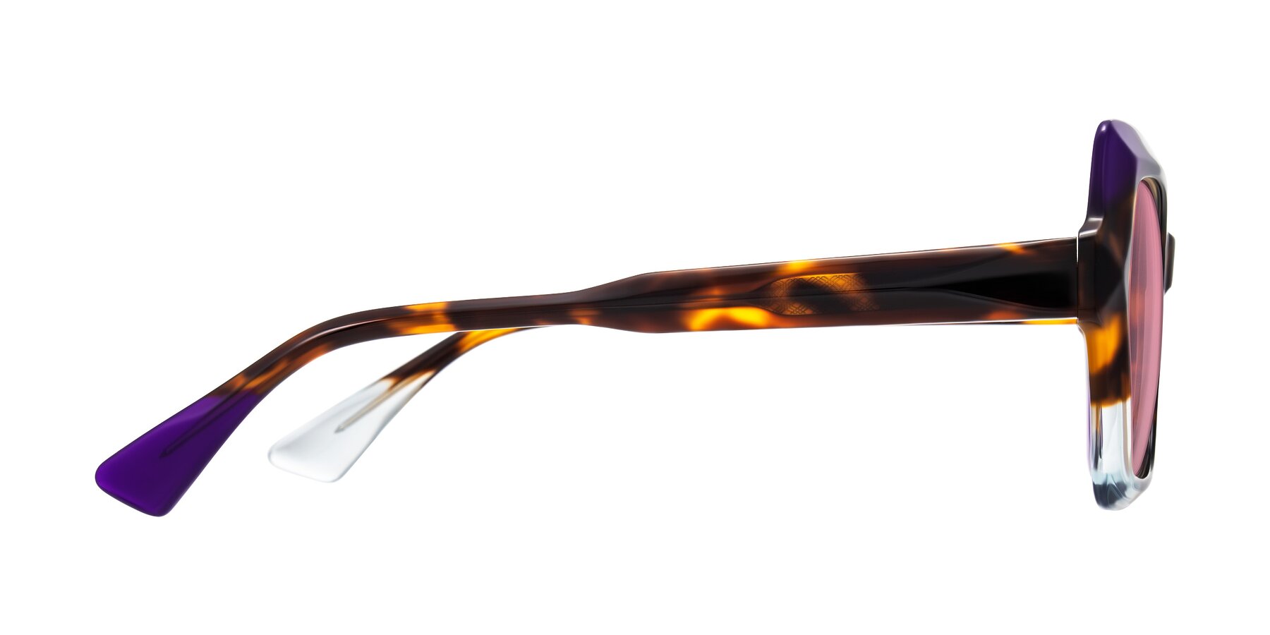 Side of Elowen in Slow Burn with Pink Tinted Lenses