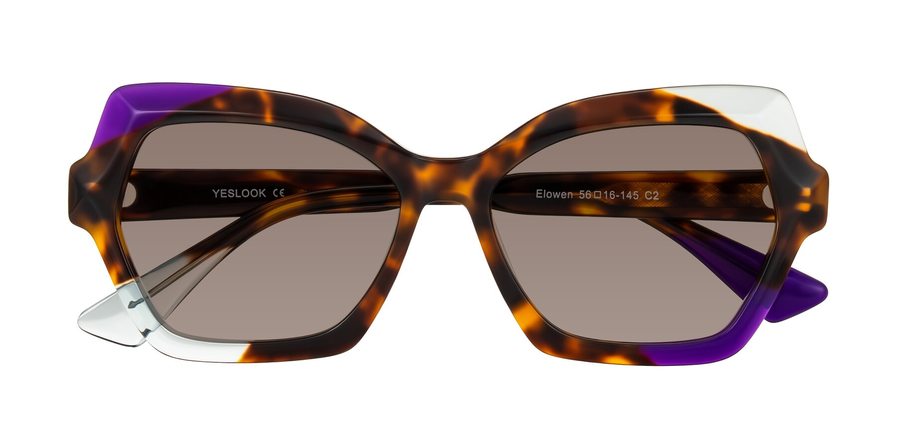 Folded Front of Elowen in Slow Burn with Medium Brown Tinted Lenses