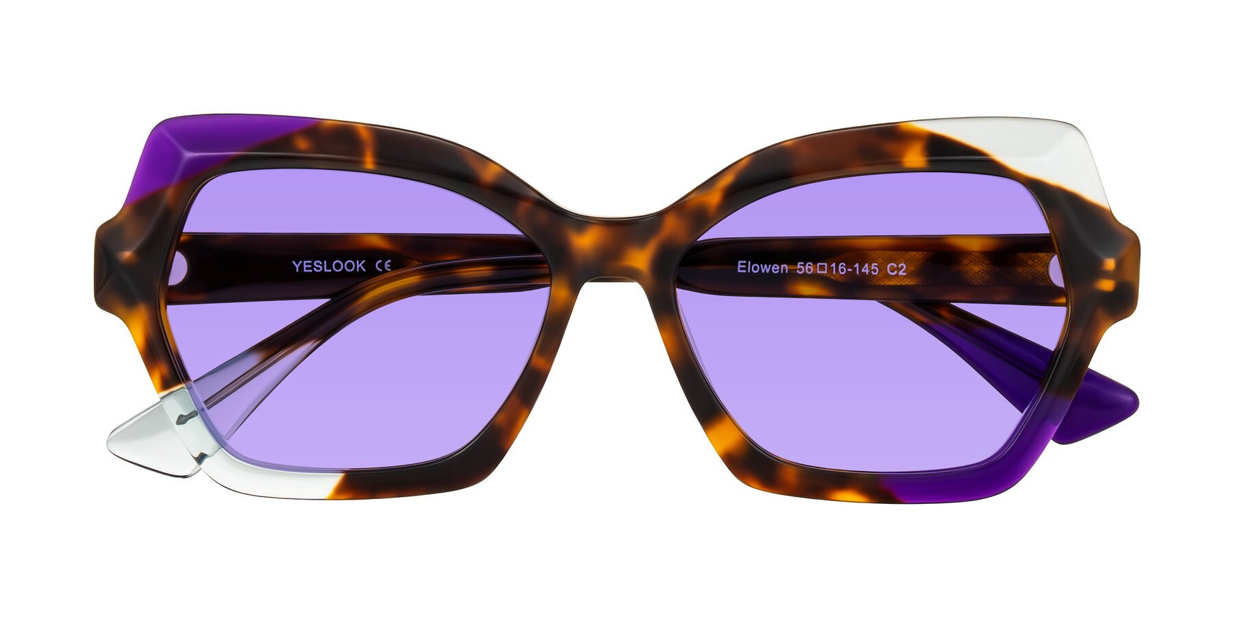 Folded Front of Elowen in Slow Burn with Medium Purple Tinted Lenses