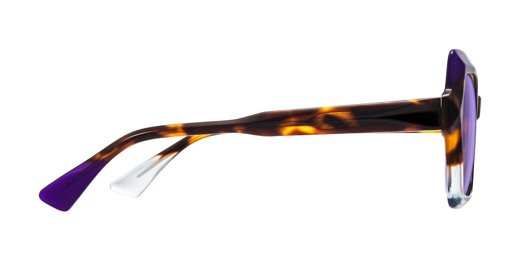 Side of Elowen in Slow Burn with Medium Purple Tinted Lenses