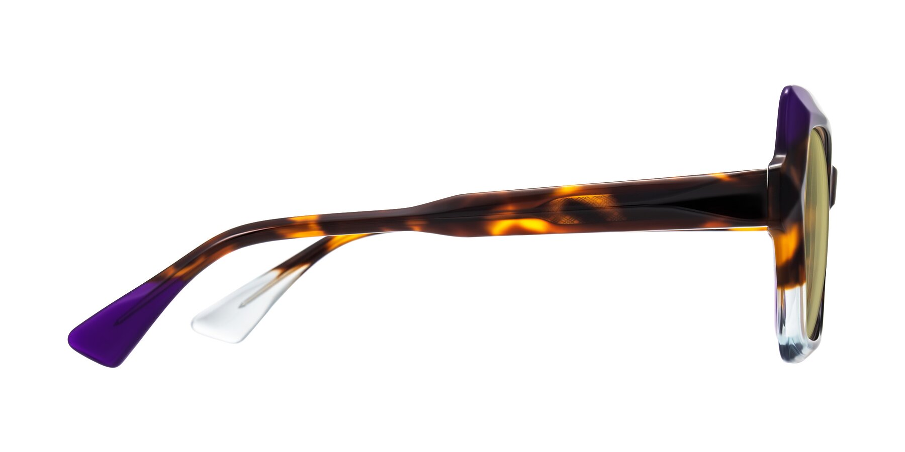 Side of Elowen in Slow Burn with Medium Champagne Tinted Lenses