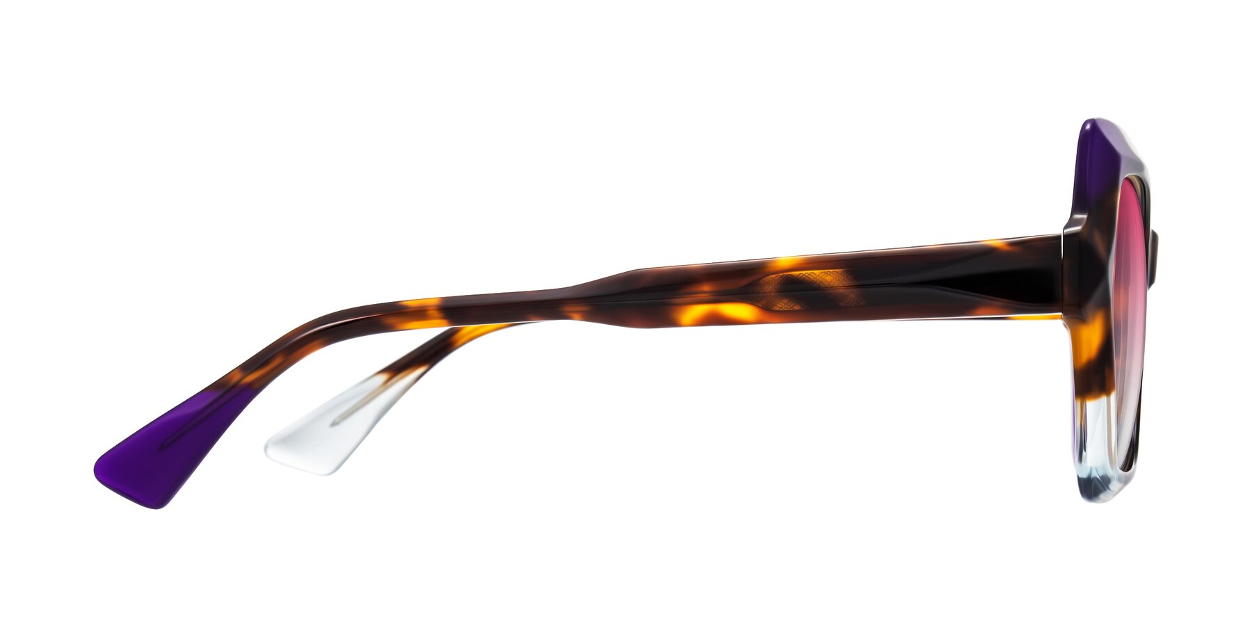 Side of Elowen in Slow Burn with Pink Gradient Lenses