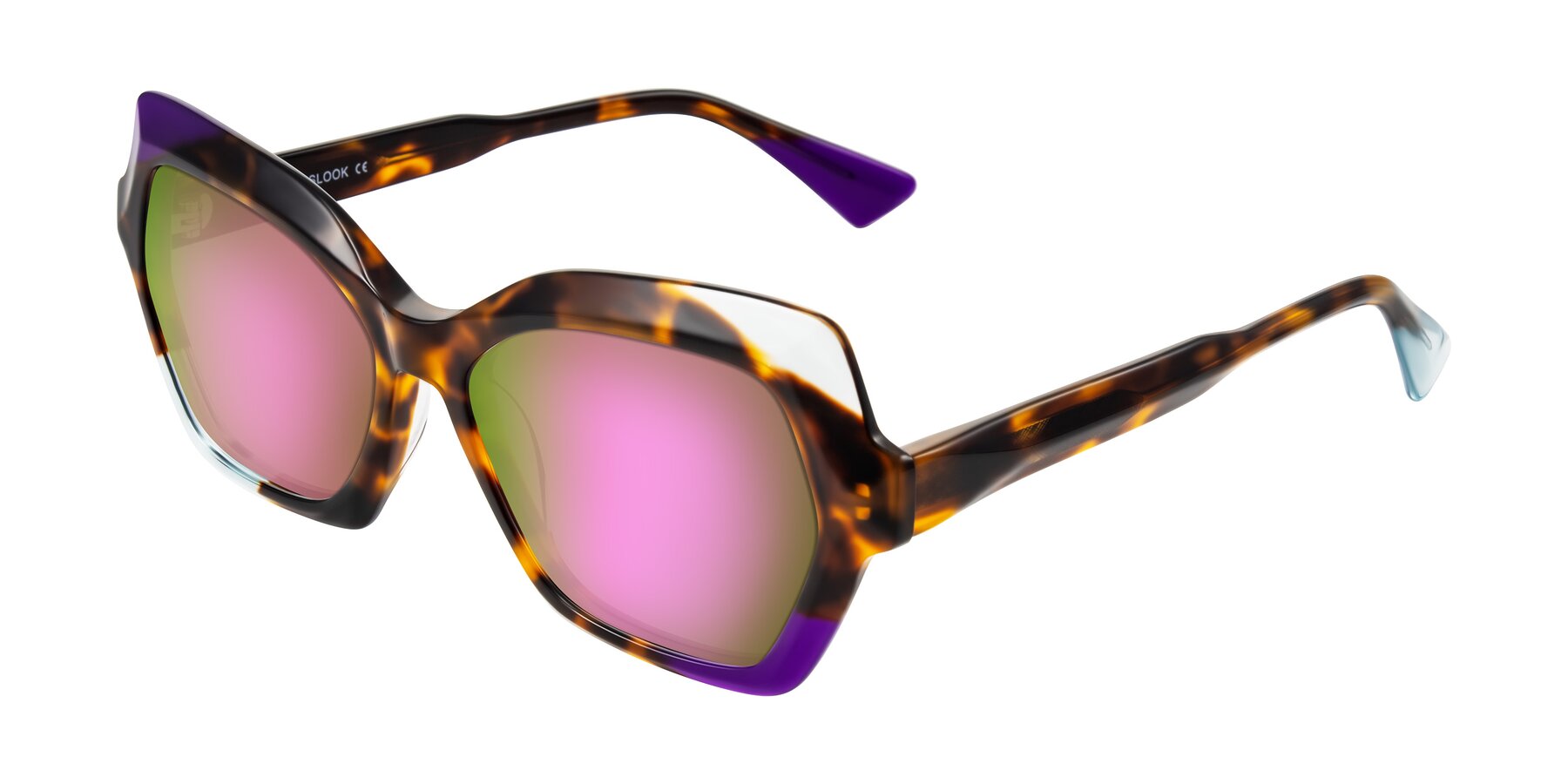 Angle of Elowen in Slow Burn with Pink Mirrored Lenses