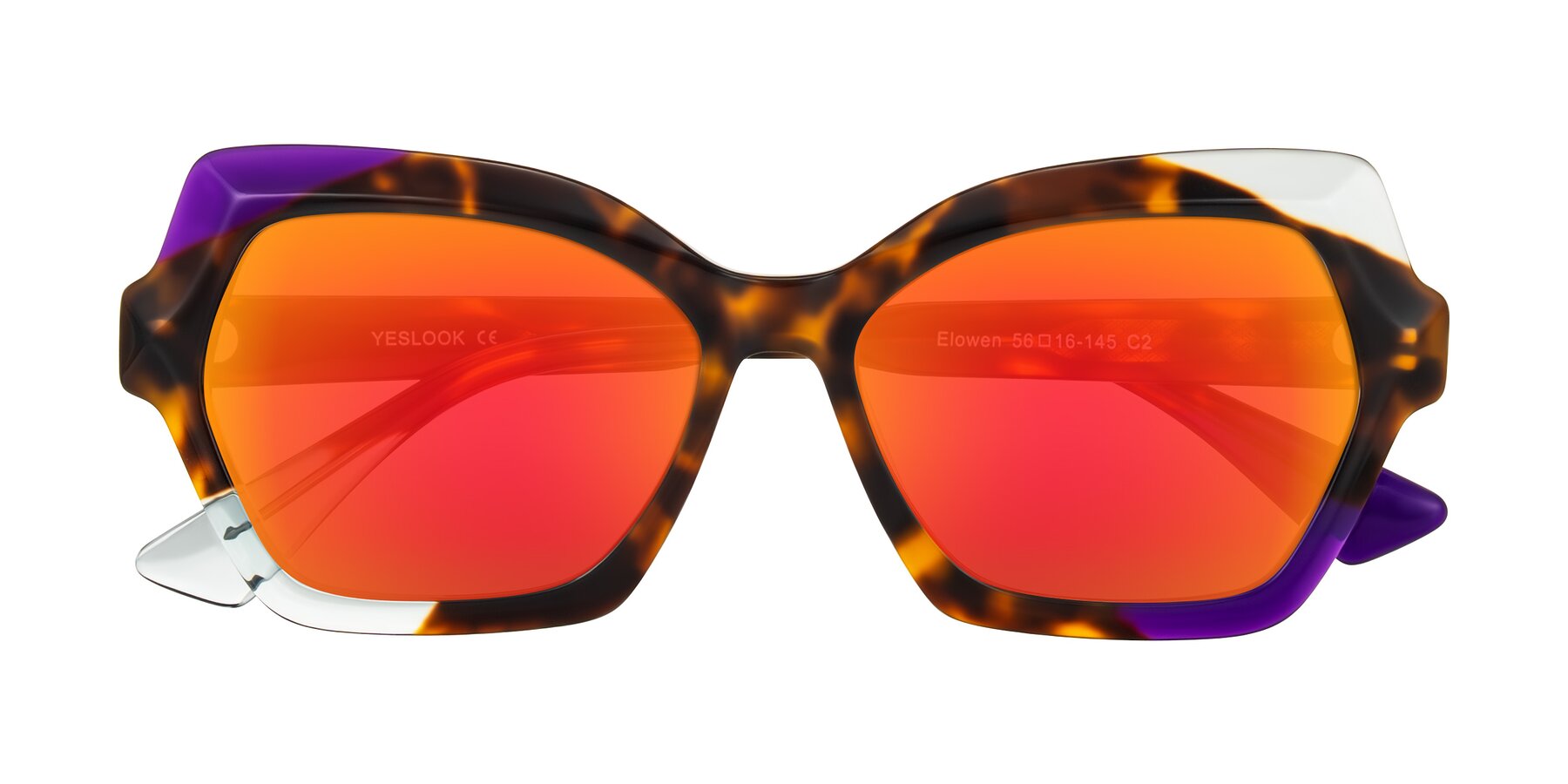 Folded Front of Elowen in Slow Burn with Red Gold Mirrored Lenses