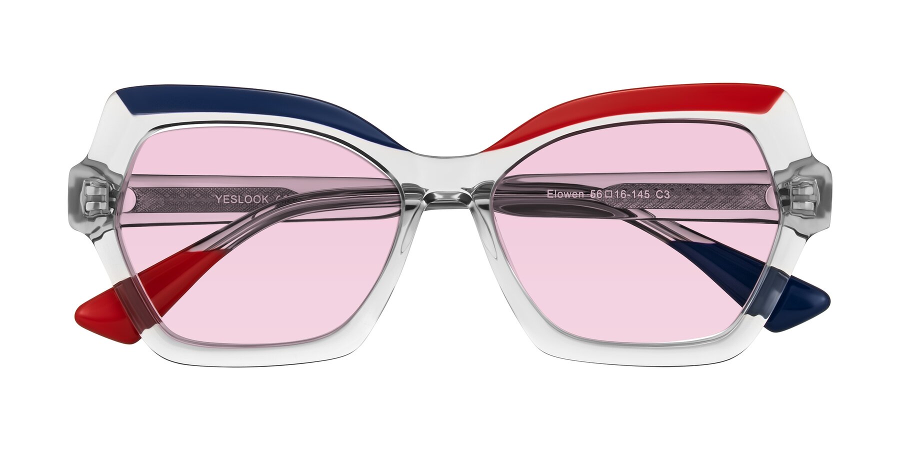 Cold Spark Oversized Acetate Geometric Tinted Sunglasses with Light Pink Sunwear Lenses - Elowen