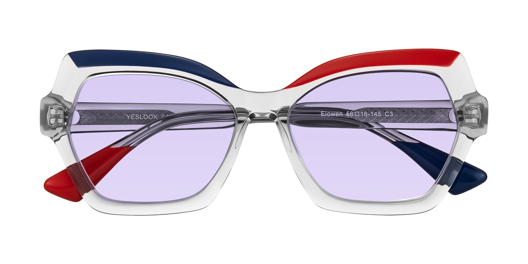 Folded Front of Elowen in Cold Spark with Light Purple Tinted Lenses