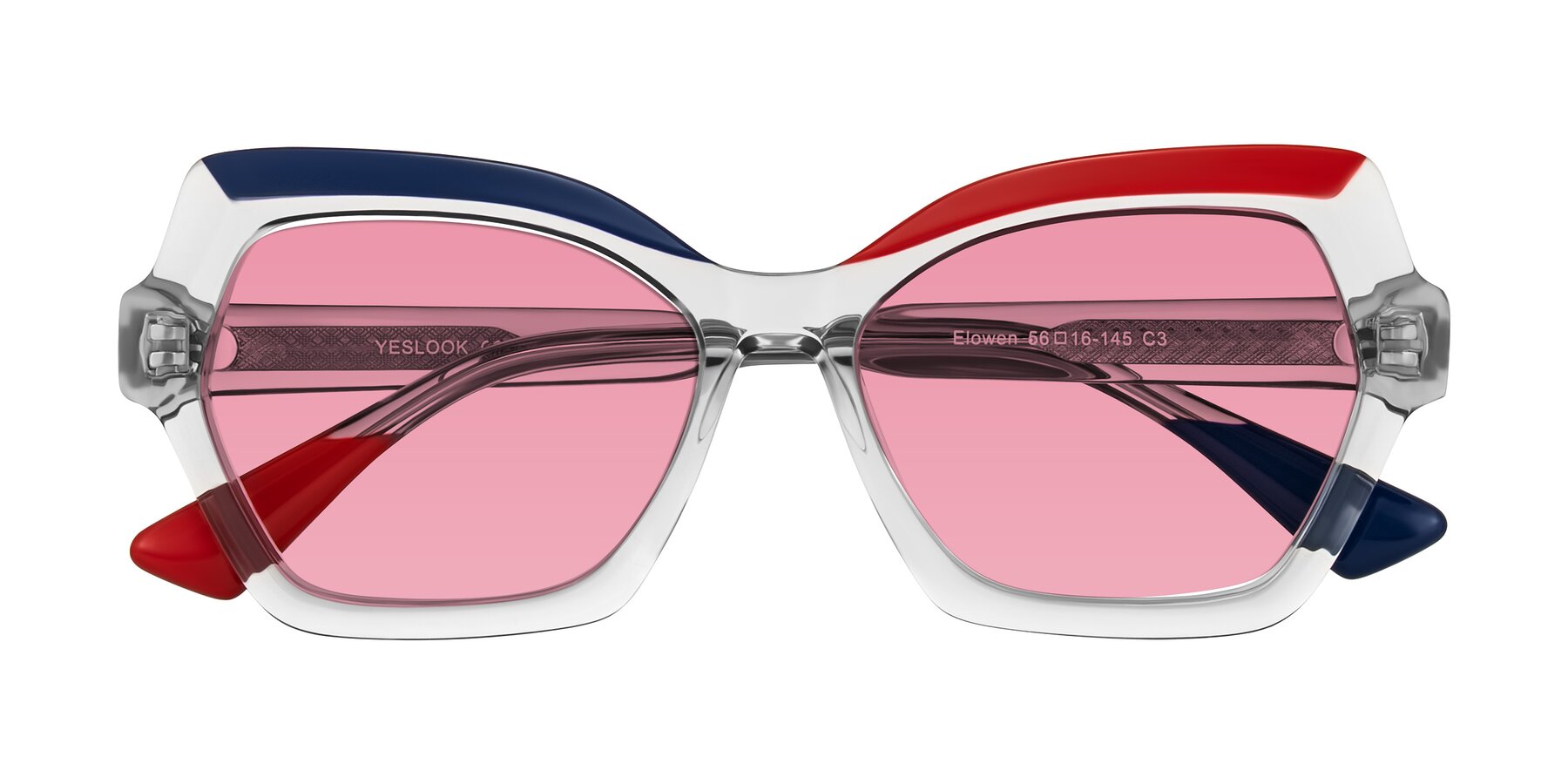 Folded Front of Elowen in Cold Spark with Pink Tinted Lenses