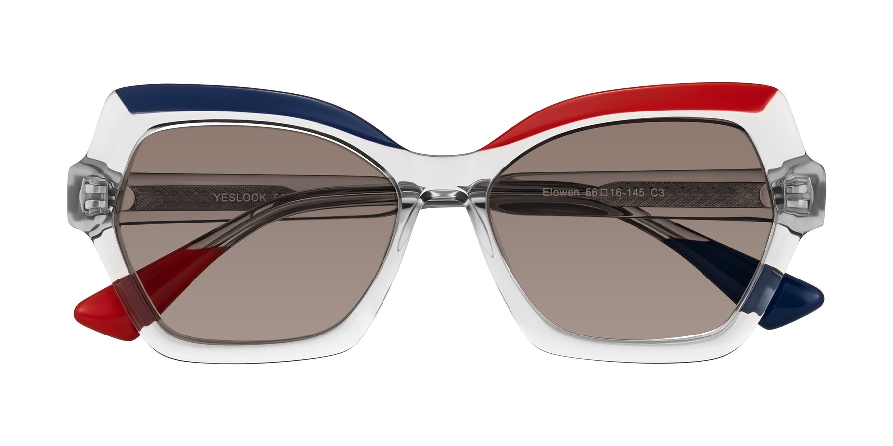 Folded Front of Elowen in Cold Spark with Medium Brown Tinted Lenses