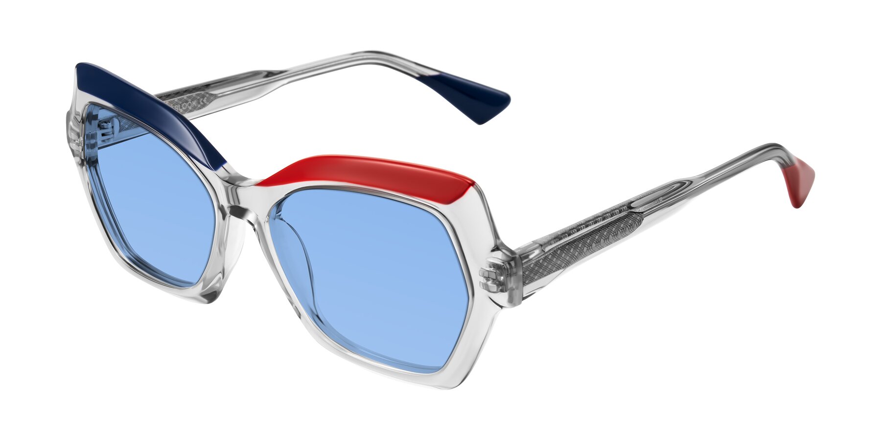 Angle of Elowen in Cold Spark with Medium Blue Tinted Lenses