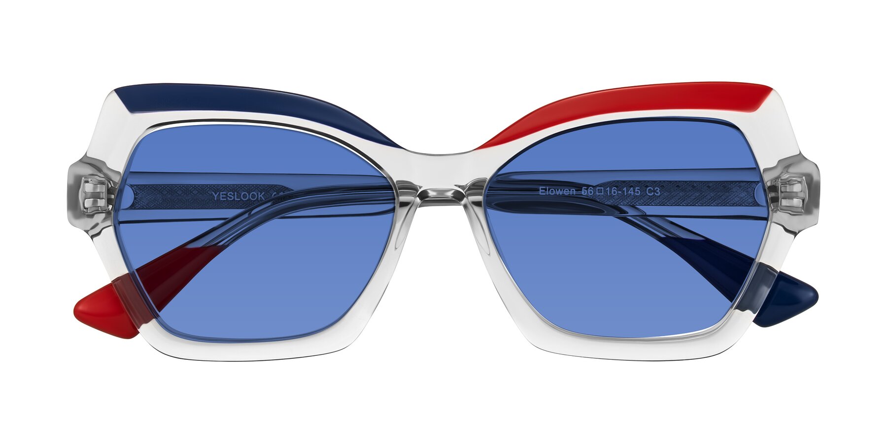 Folded Front of Elowen in Cold Spark with Blue Tinted Lenses