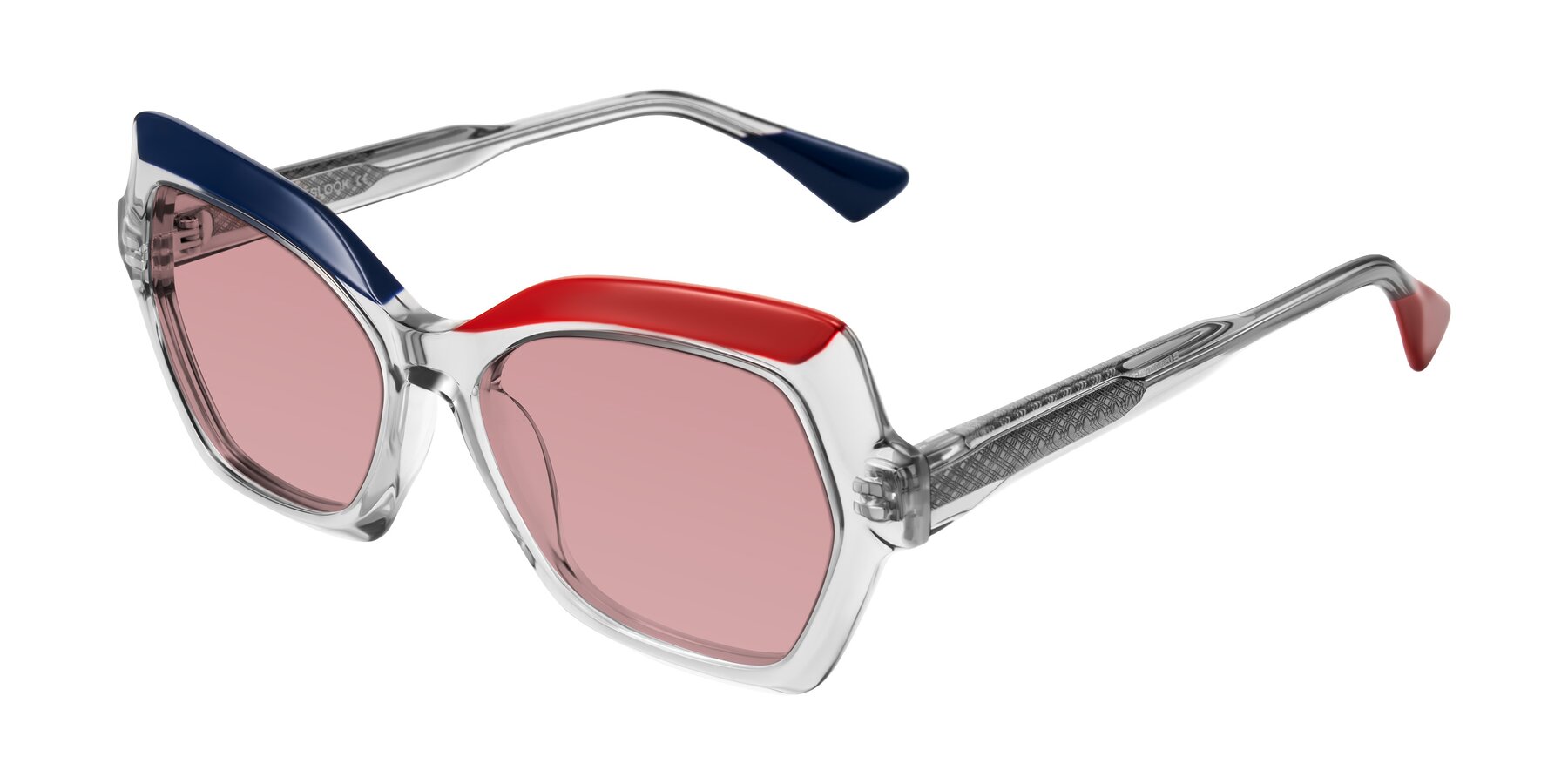 Angle of Elowen in Cold Spark with Medium Garnet Tinted Lenses