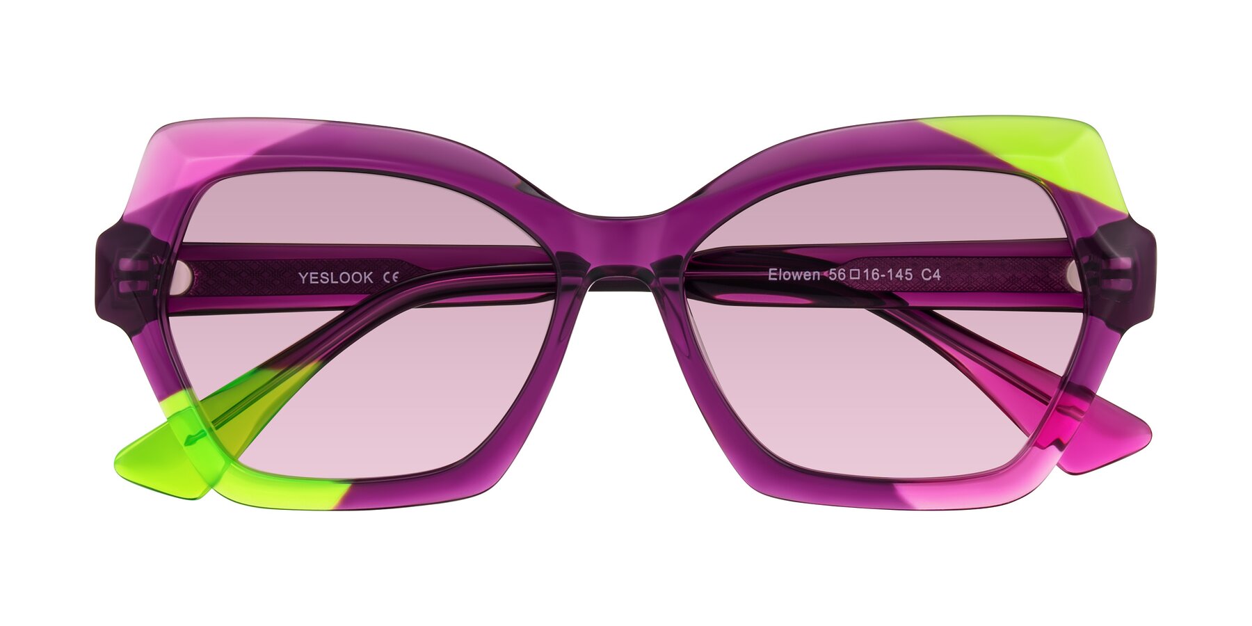 Folded Front of Elowen in Wild Signal with Light Wine Tinted Lenses