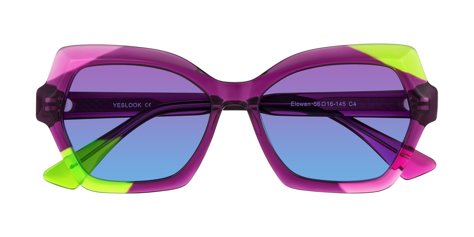 Folded Front of Elowen in Wild Signal with Purple / Blue Gradient Lenses