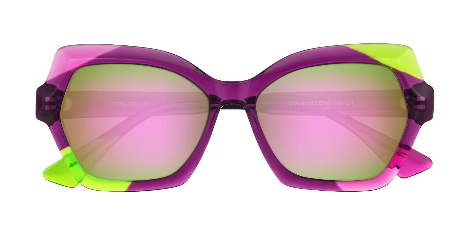 Folded Front of Elowen in Wild Signal with Pink Mirrored Lenses