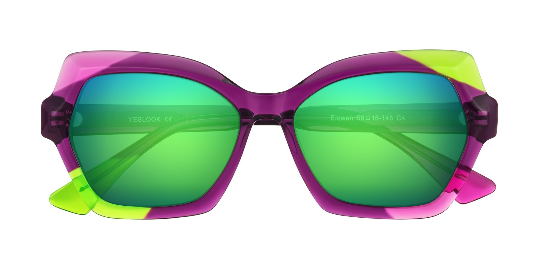 Folded Front of Elowen in Wild Signal with Green Mirrored Lenses