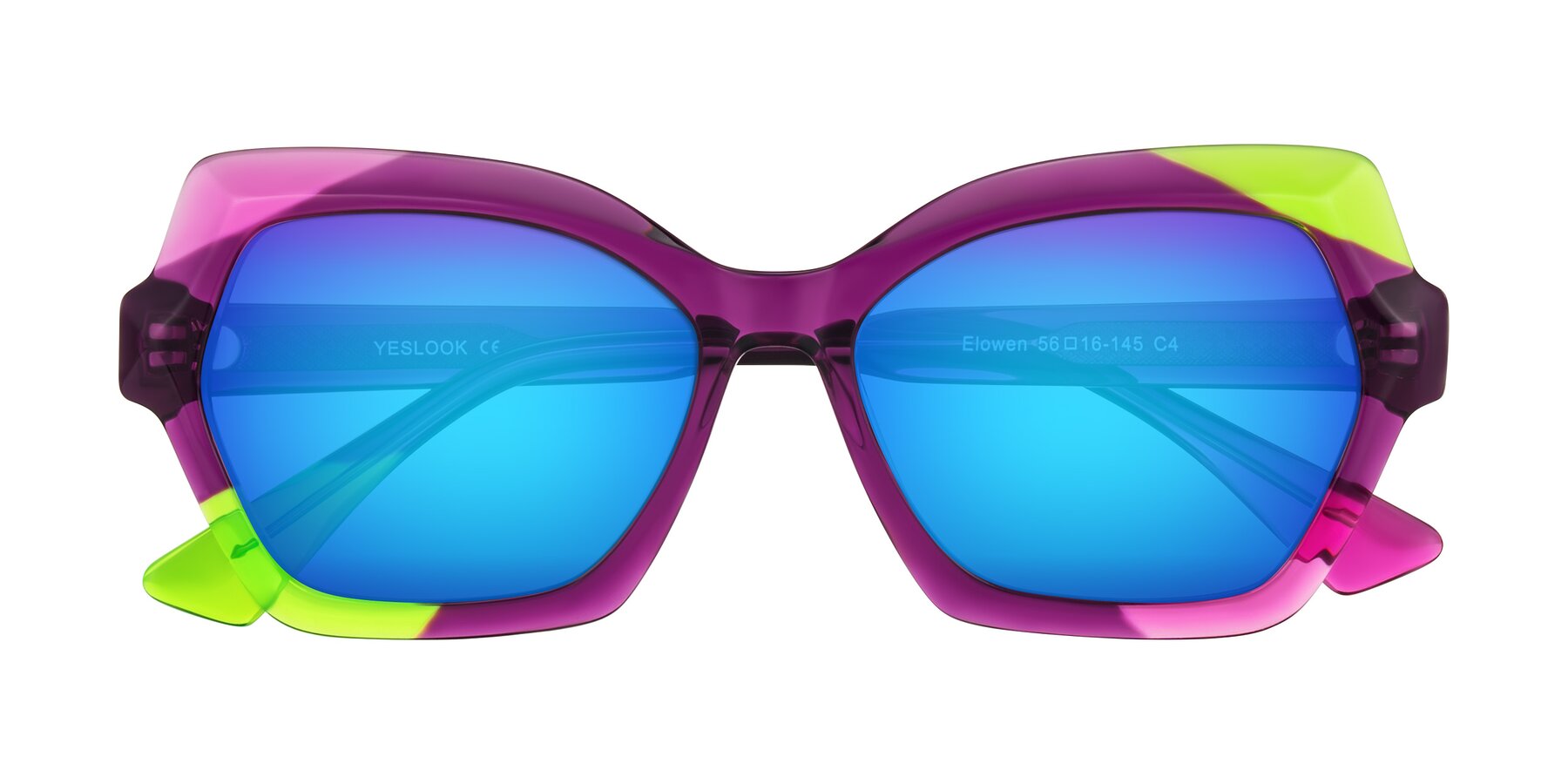 Folded Front of Elowen in Wild Signal with Blue Mirrored Lenses