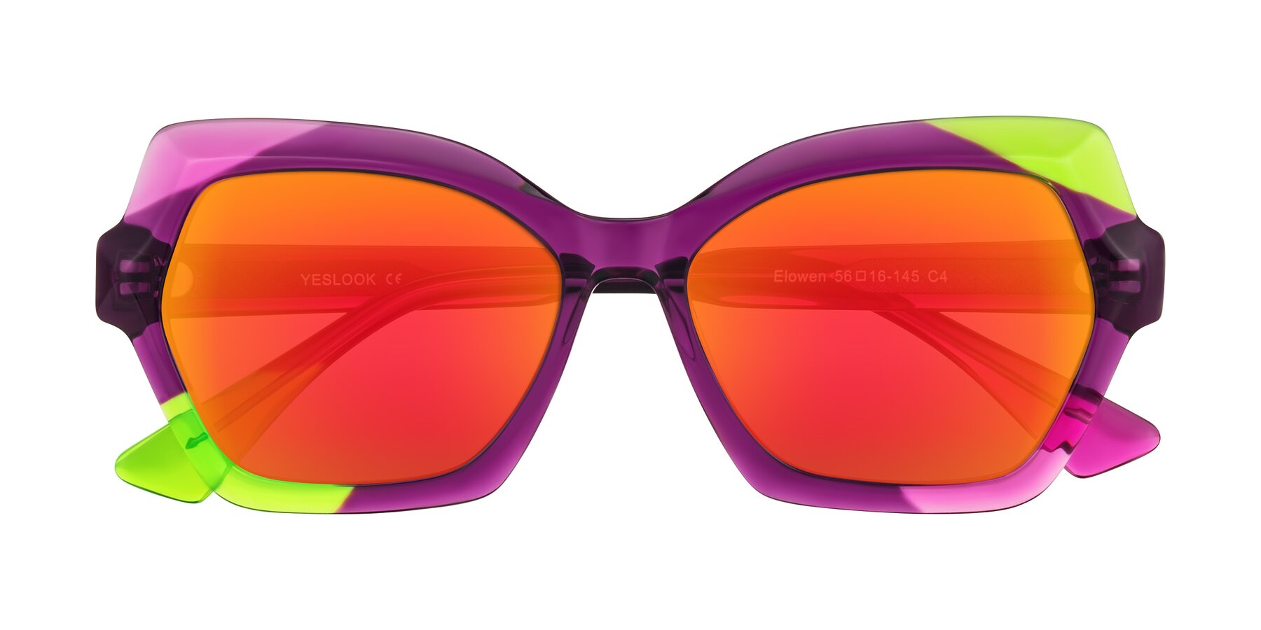 Folded Front of Elowen in Wild Signal with Red Gold Mirrored Lenses