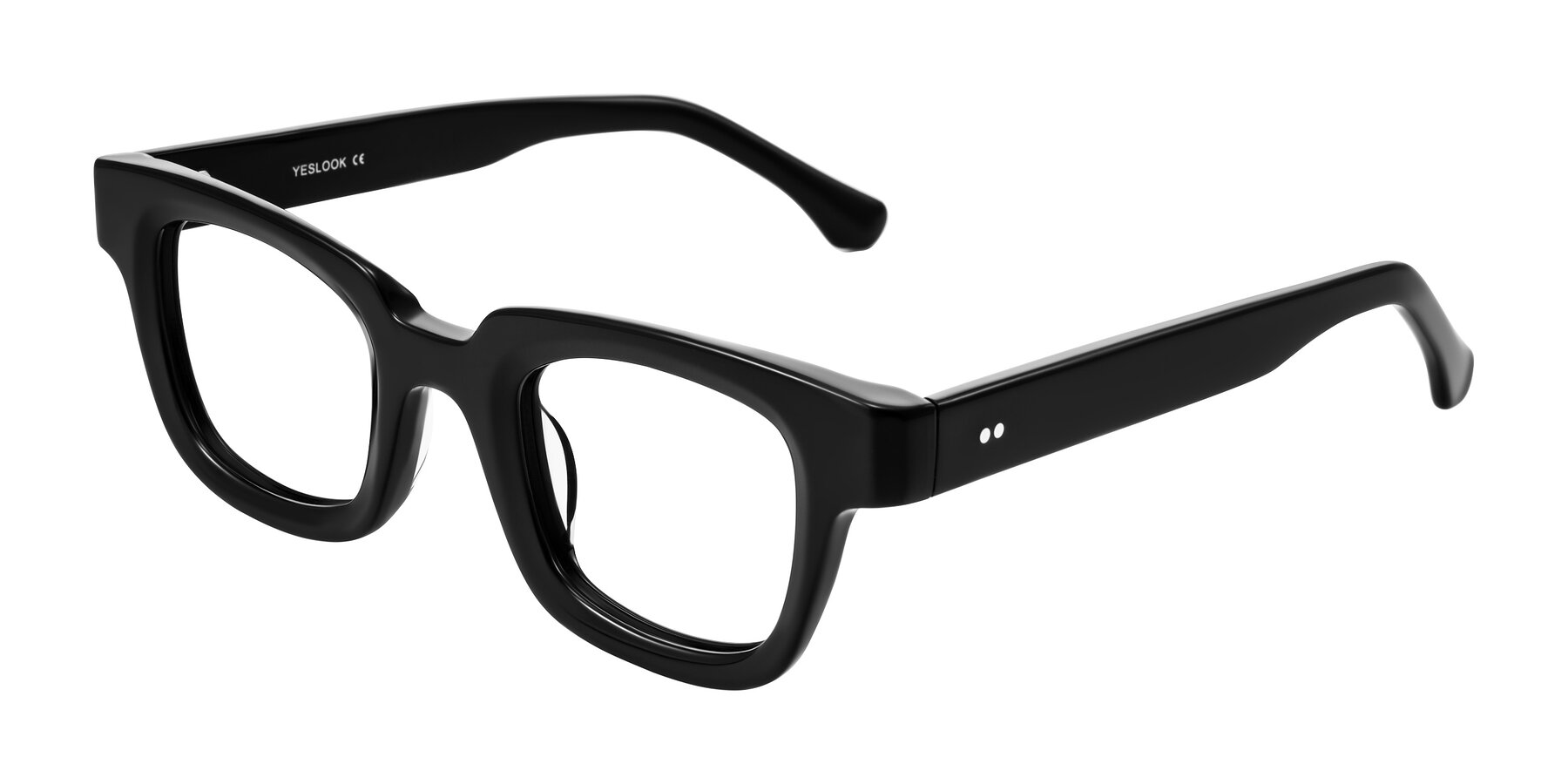 Angle of Neza in Black with Clear Reading Eyeglass Lenses