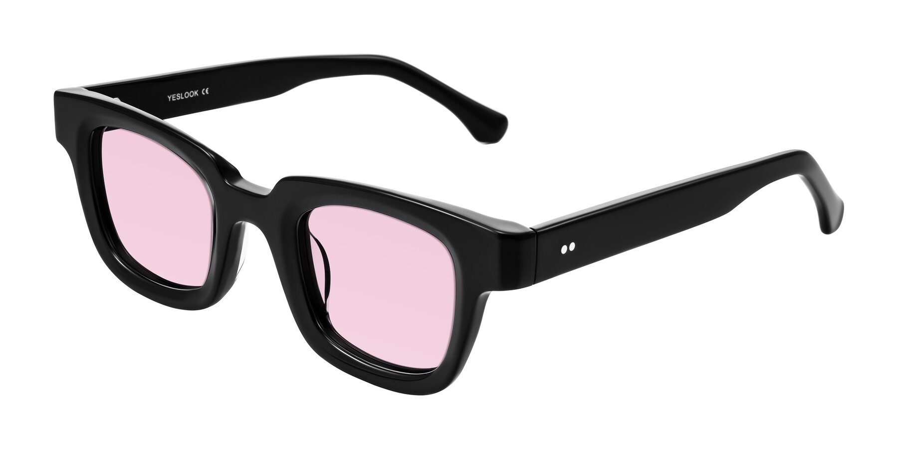 Angle of Neza in Black with Light Pink Tinted Lenses