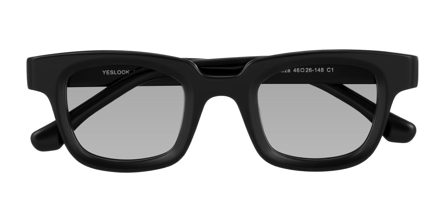 Folded Front of Neza in Black with Light Gray Tinted Lenses