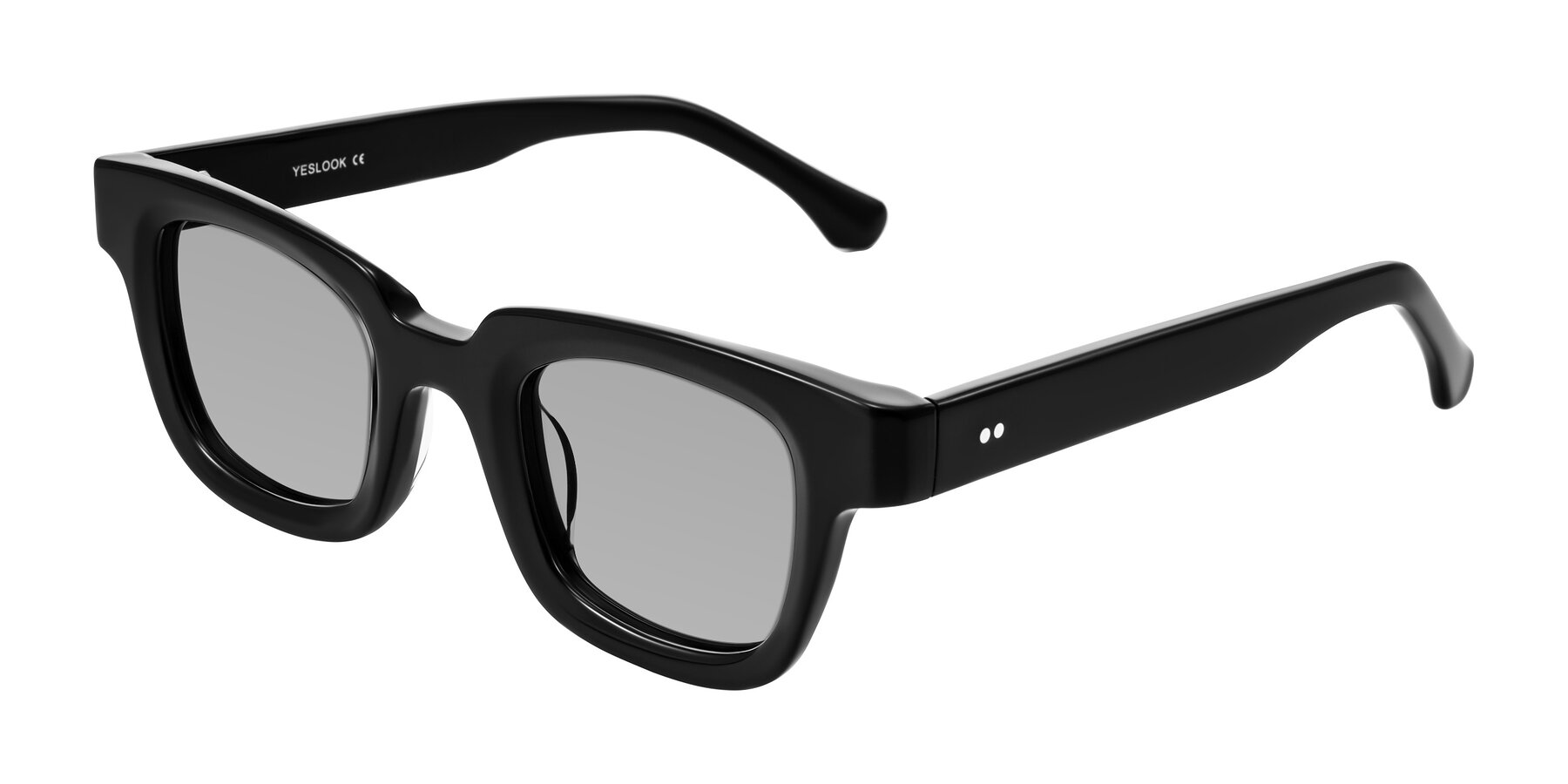 Angle of Neza in Black with Light Gray Tinted Lenses