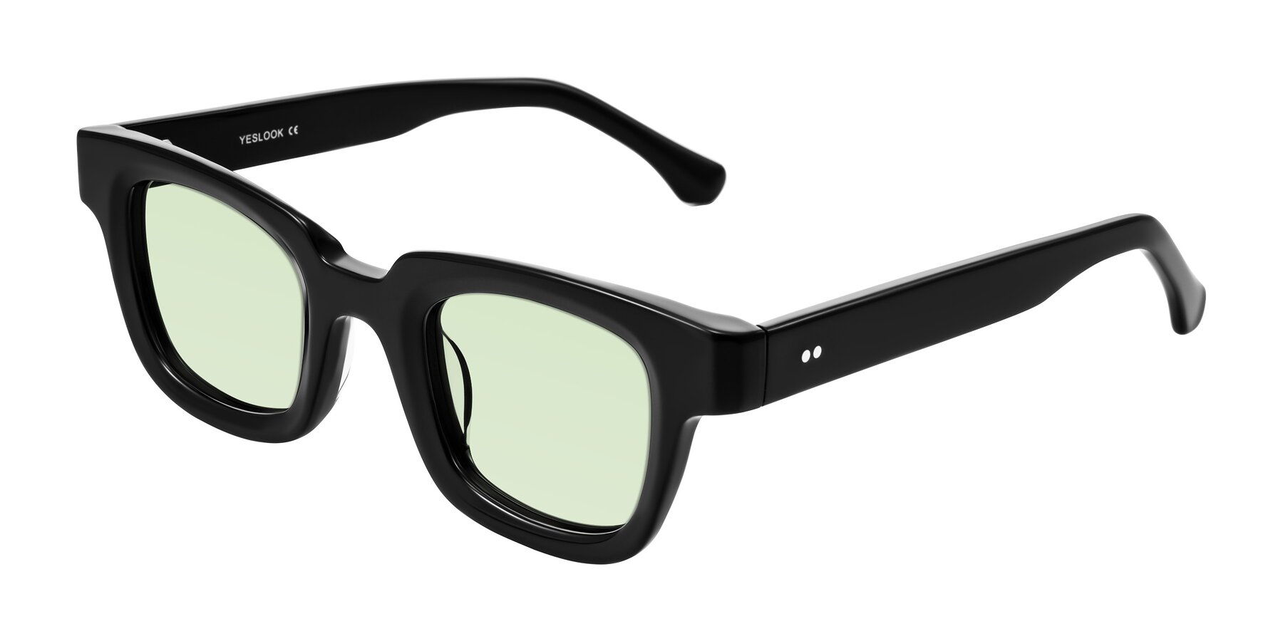 Angle of Neza in Black with Light Green Tinted Lenses