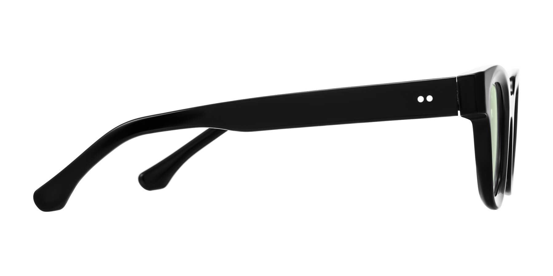 Side of Neza in Black with Light Green Tinted Lenses