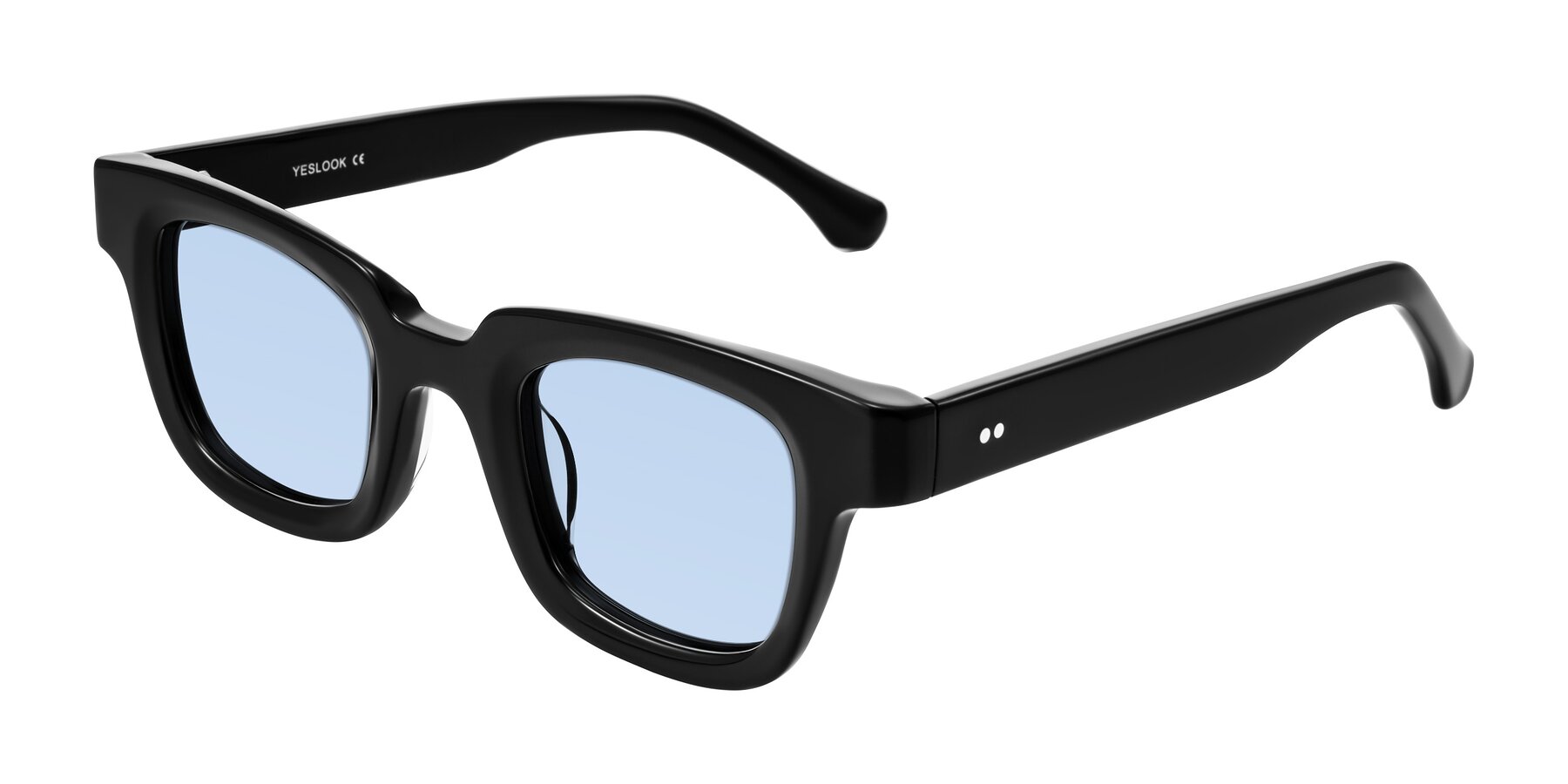 Angle of Neza in Black with Light Blue Tinted Lenses