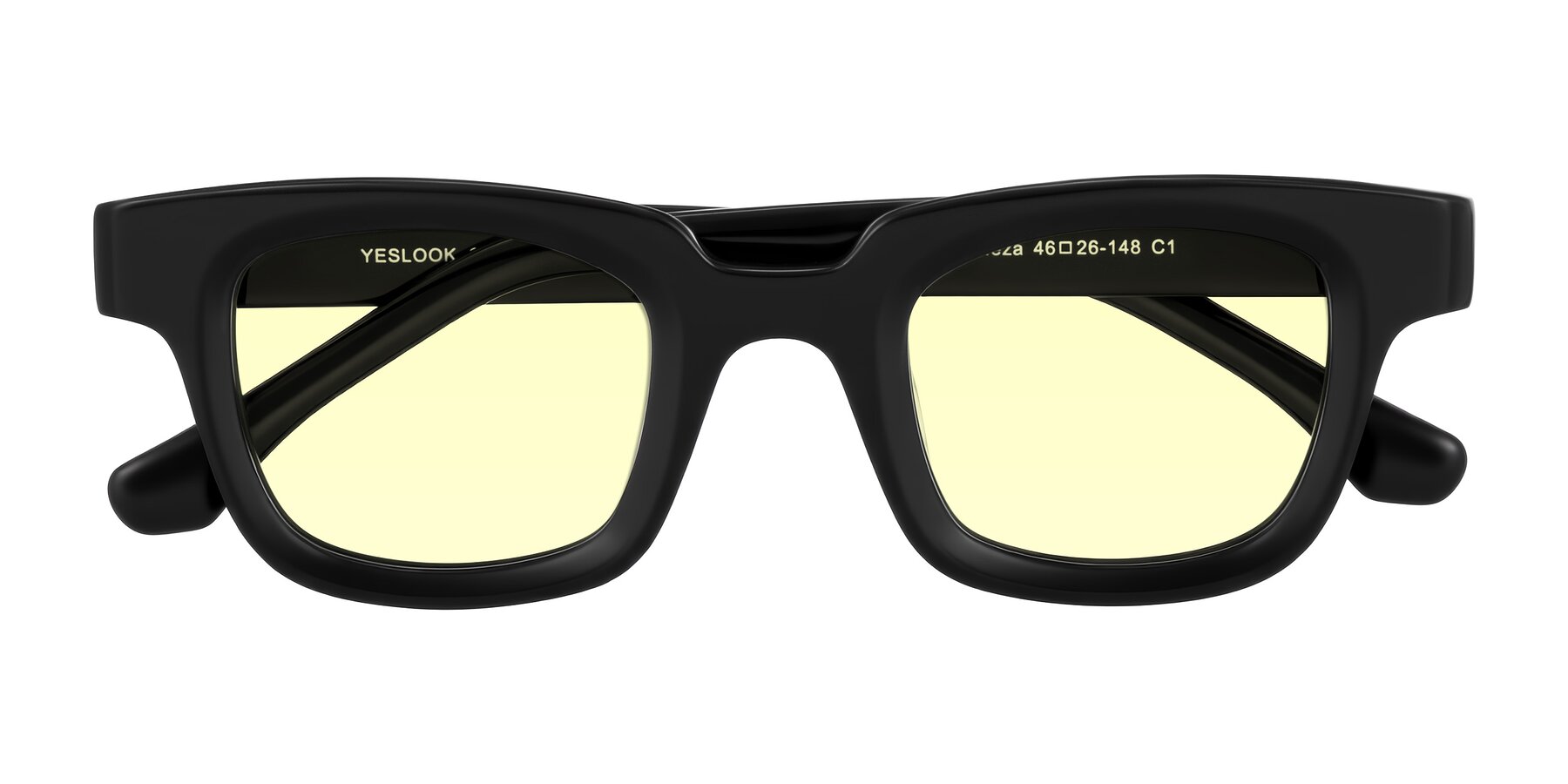 Folded Front of Neza in Black with Light Yellow Tinted Lenses