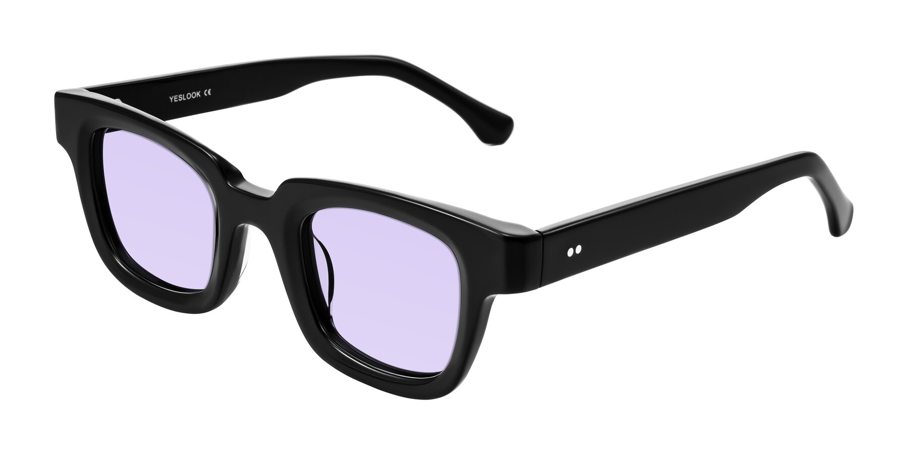 Angle of Neza in Black with Light Purple Tinted Lenses