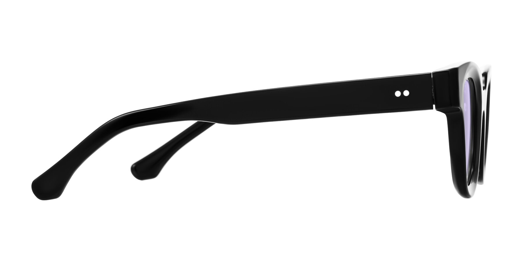 Side of Neza in Black with Light Purple Tinted Lenses