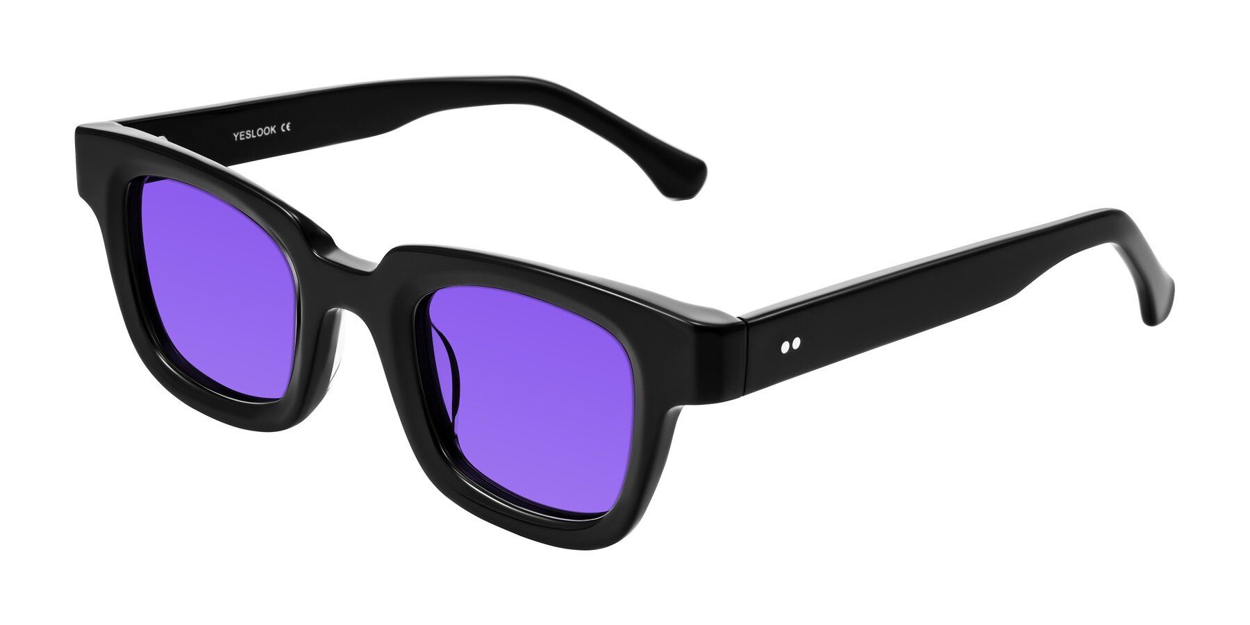 Angle of Neza in Black with Purple Tinted Lenses