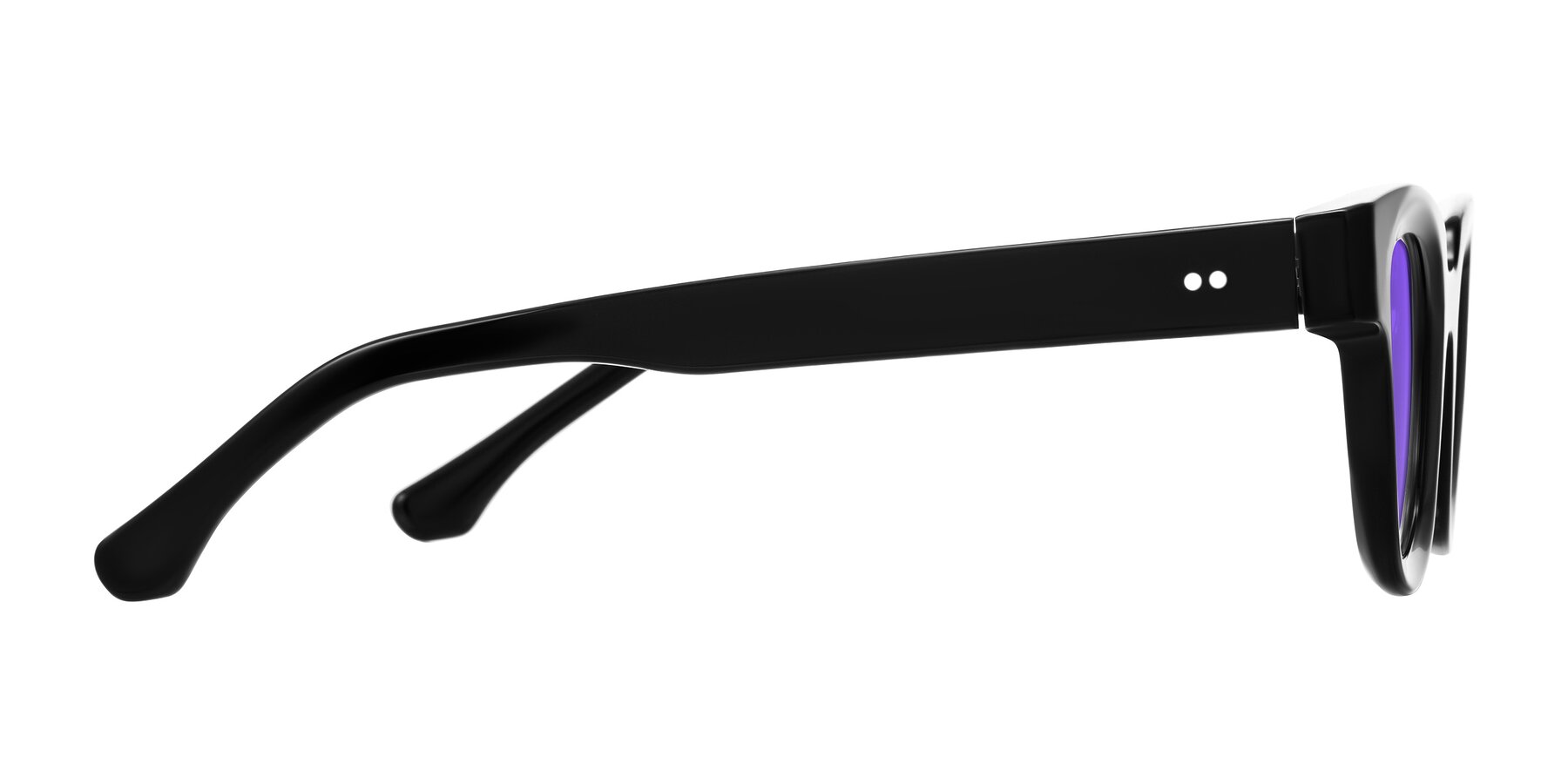 Side of Neza in Black with Purple Tinted Lenses